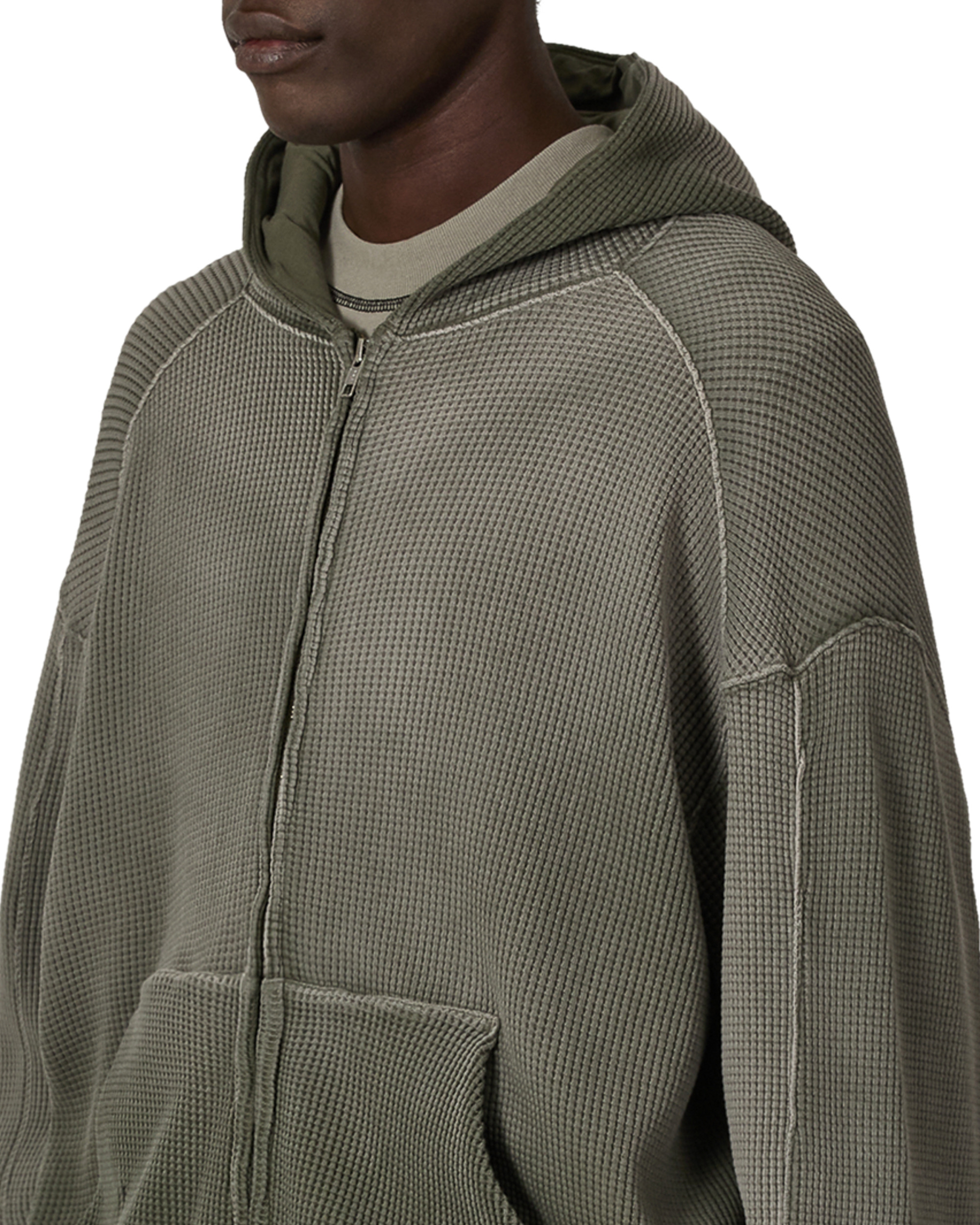 Bee Sun Faded Waffle Zip Up Hoodie - 5