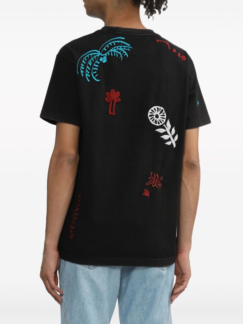 embroidered cotton T-shirt - 4