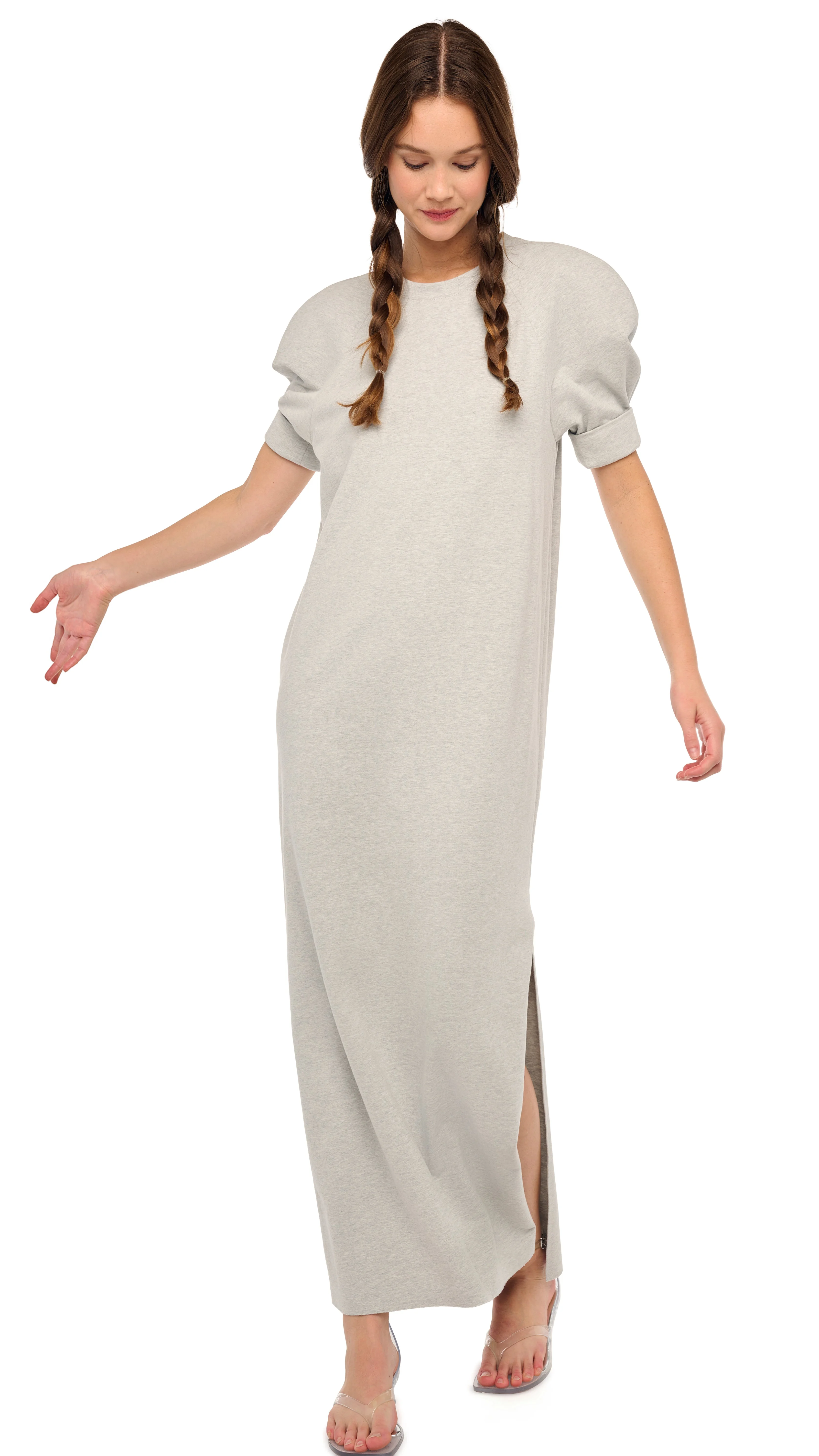 SHORT SLEEVE BOMBER 1980S LONG DRESS - 1