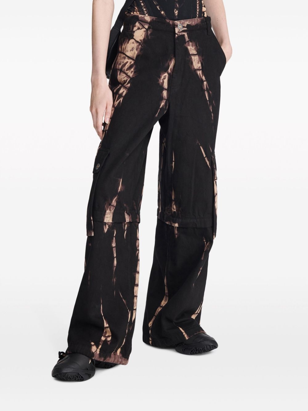 tie dye-print wide-leg jeans - 4