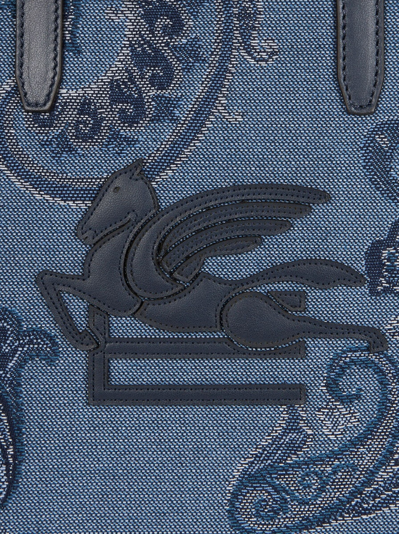 SMALL DENIM JACQUARD LOVE TROTTER BAG 6