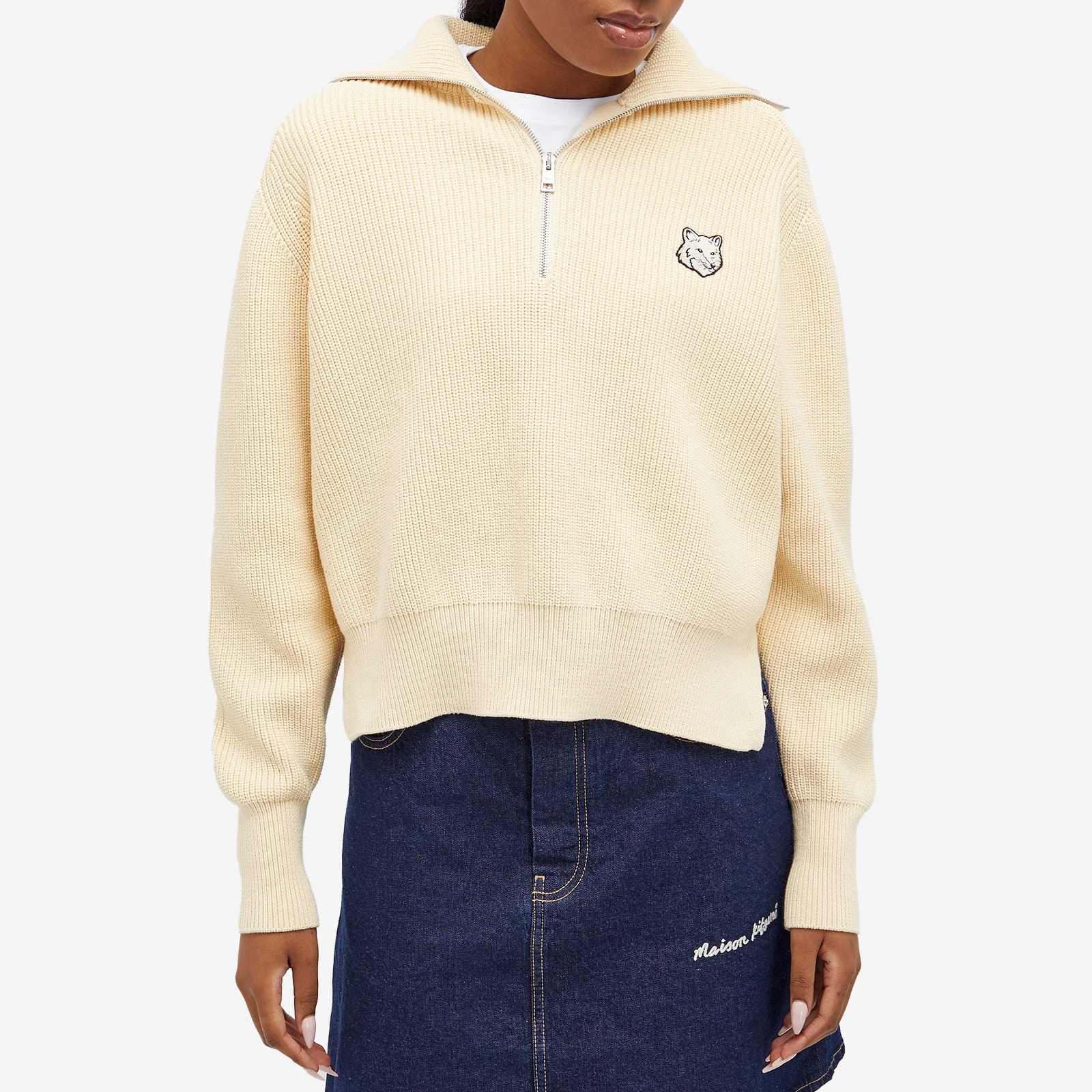 Maison Kitsune Bold Fox Head Patch Half Zip Jumper - 2