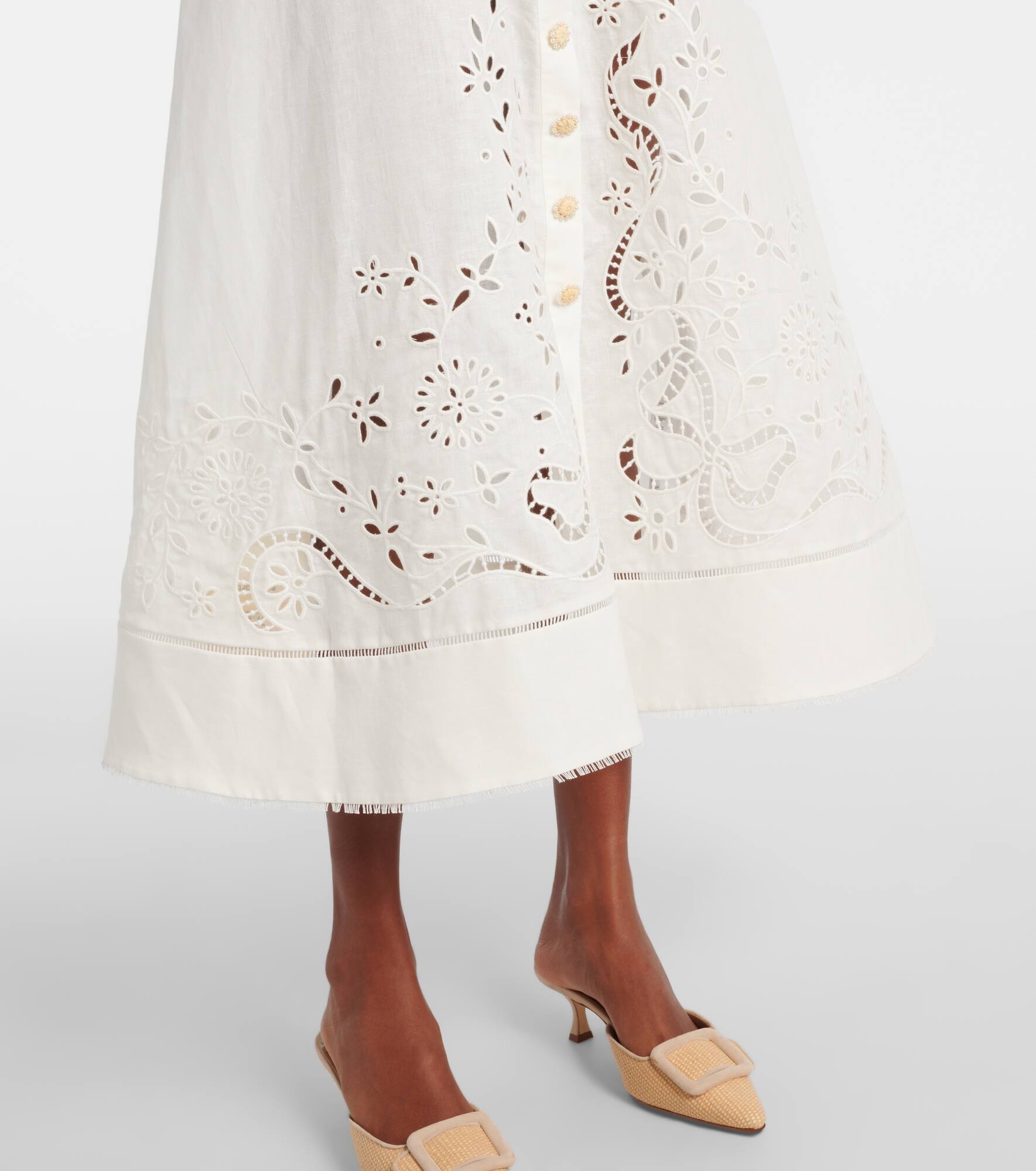 Peplum linen and cotton midi dress - 6