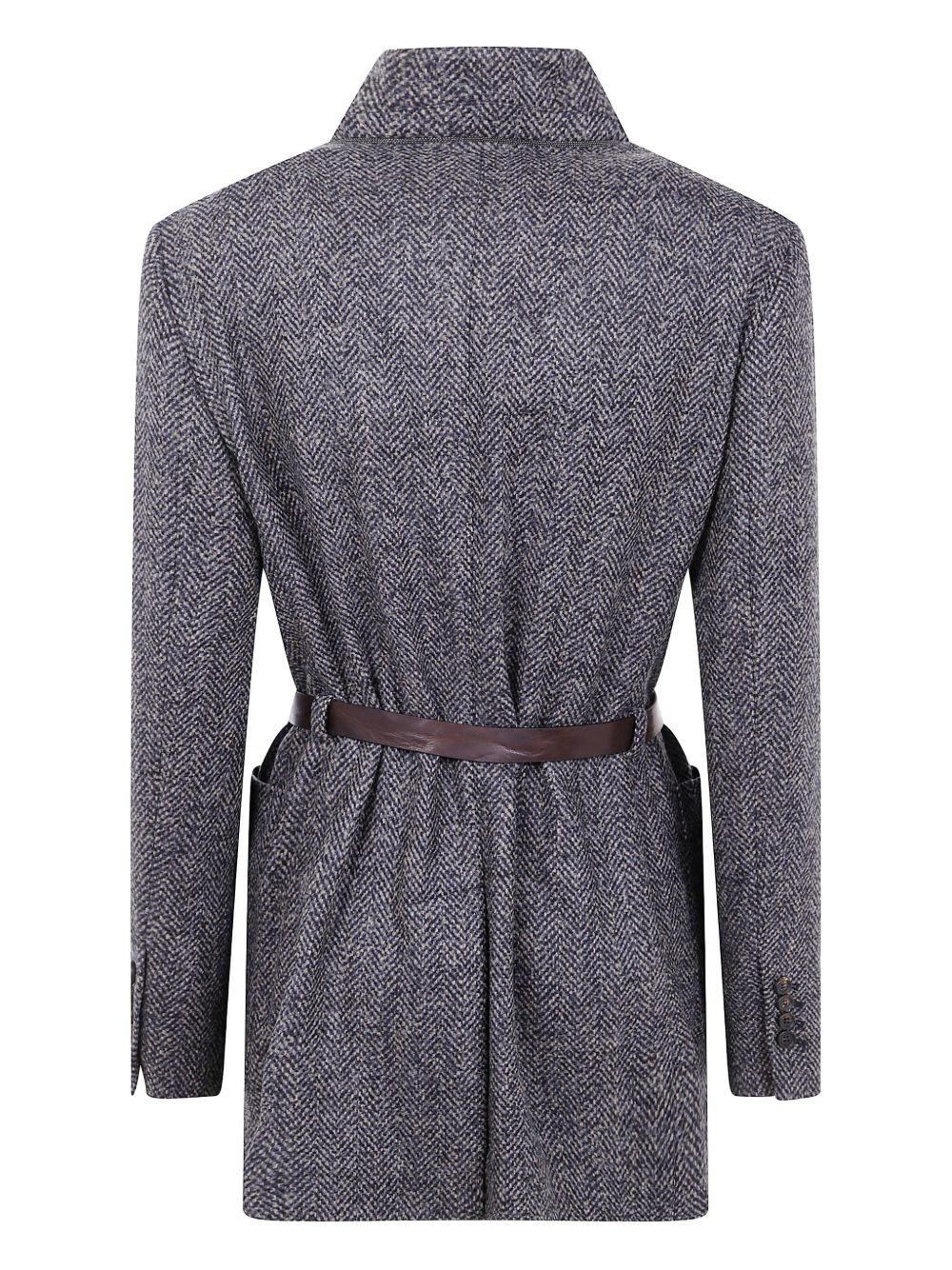 herringbone belted blazer - 2