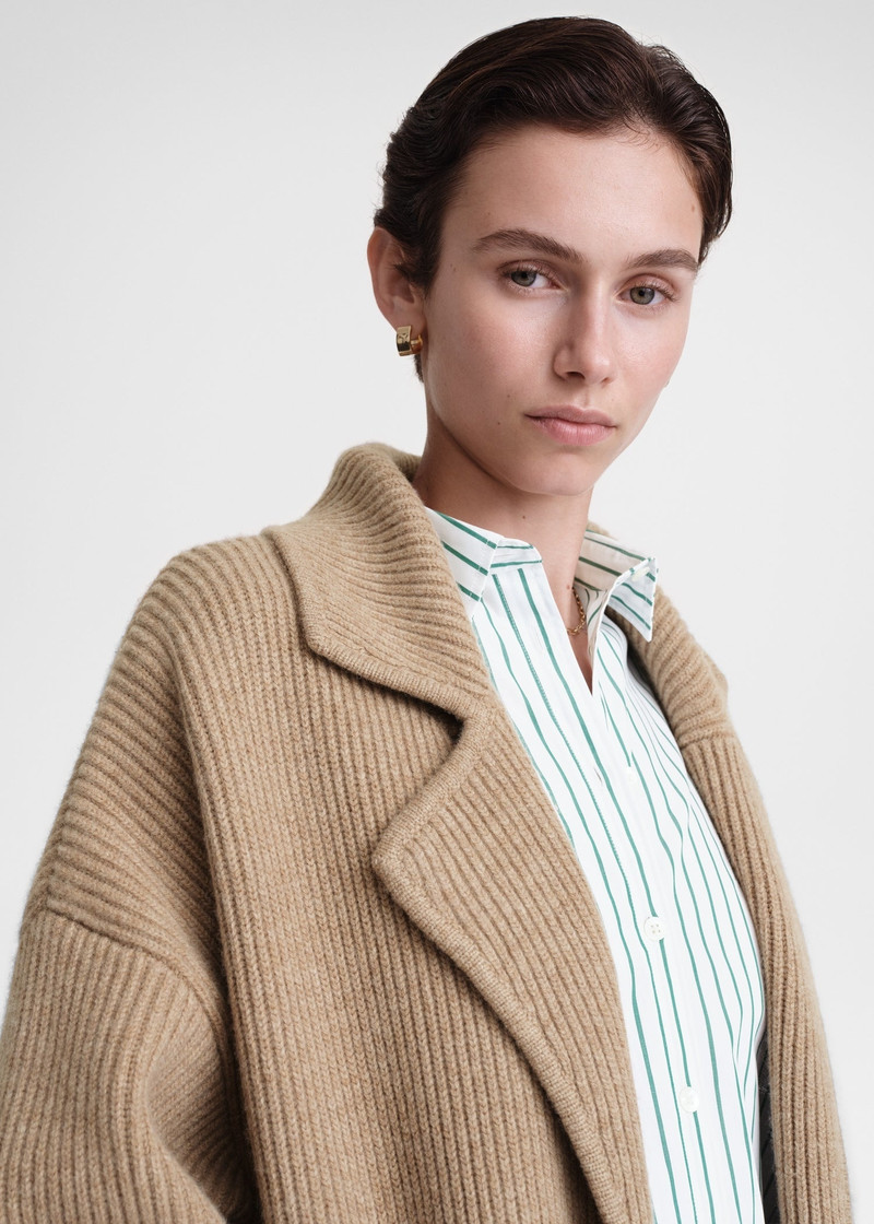 Rib-knit cardi coat biscuit 5