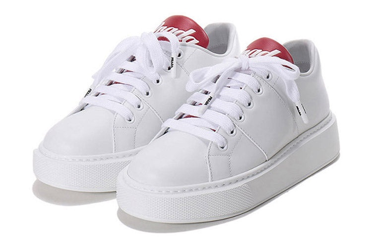 (WMNS) PRADA Leather Platform Sneakers 'White with Red Tongue' 1E368L_3KWG_F0970_F_045 - 3