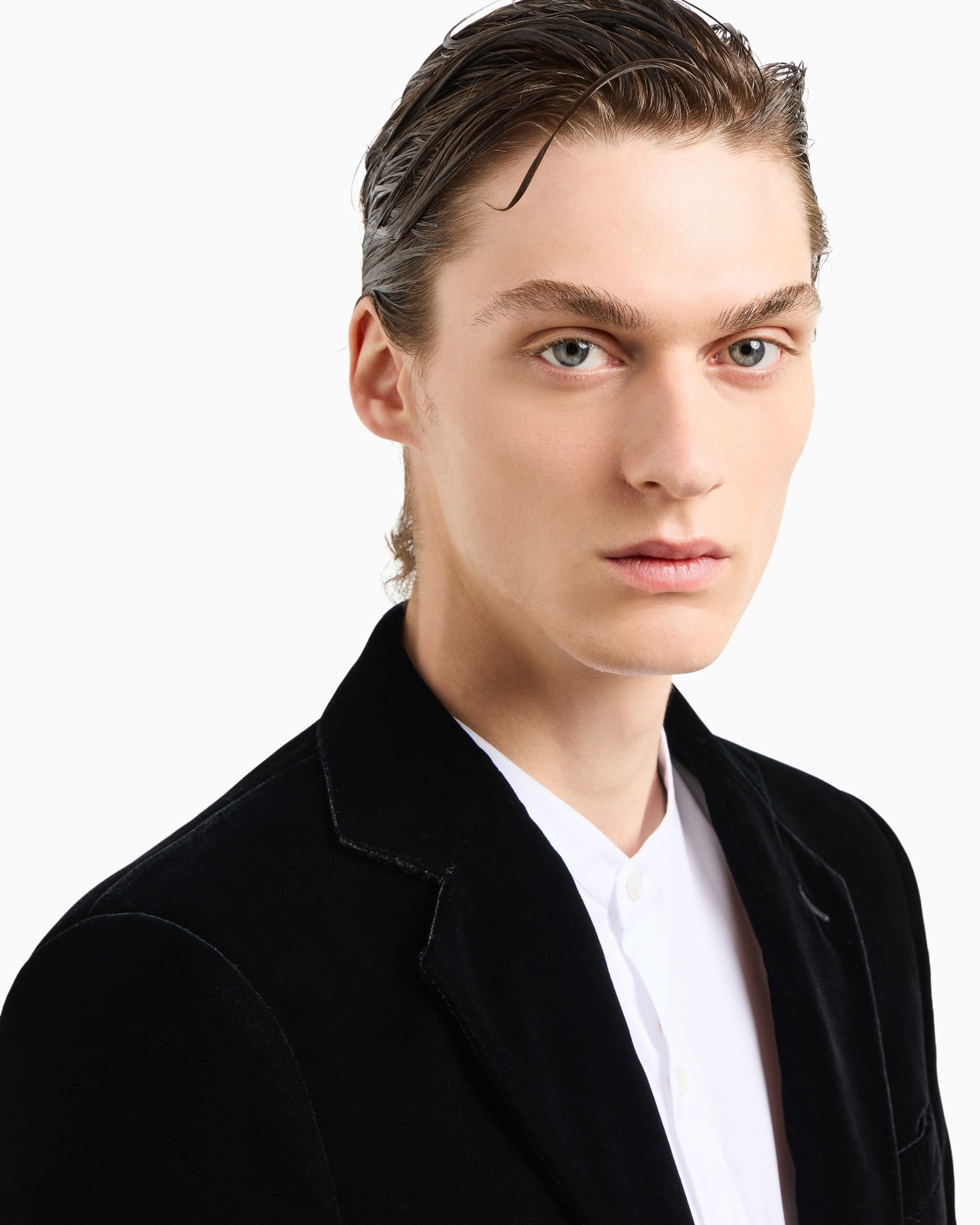 Icon George line single-breasted stretch-velvet jacket - 5