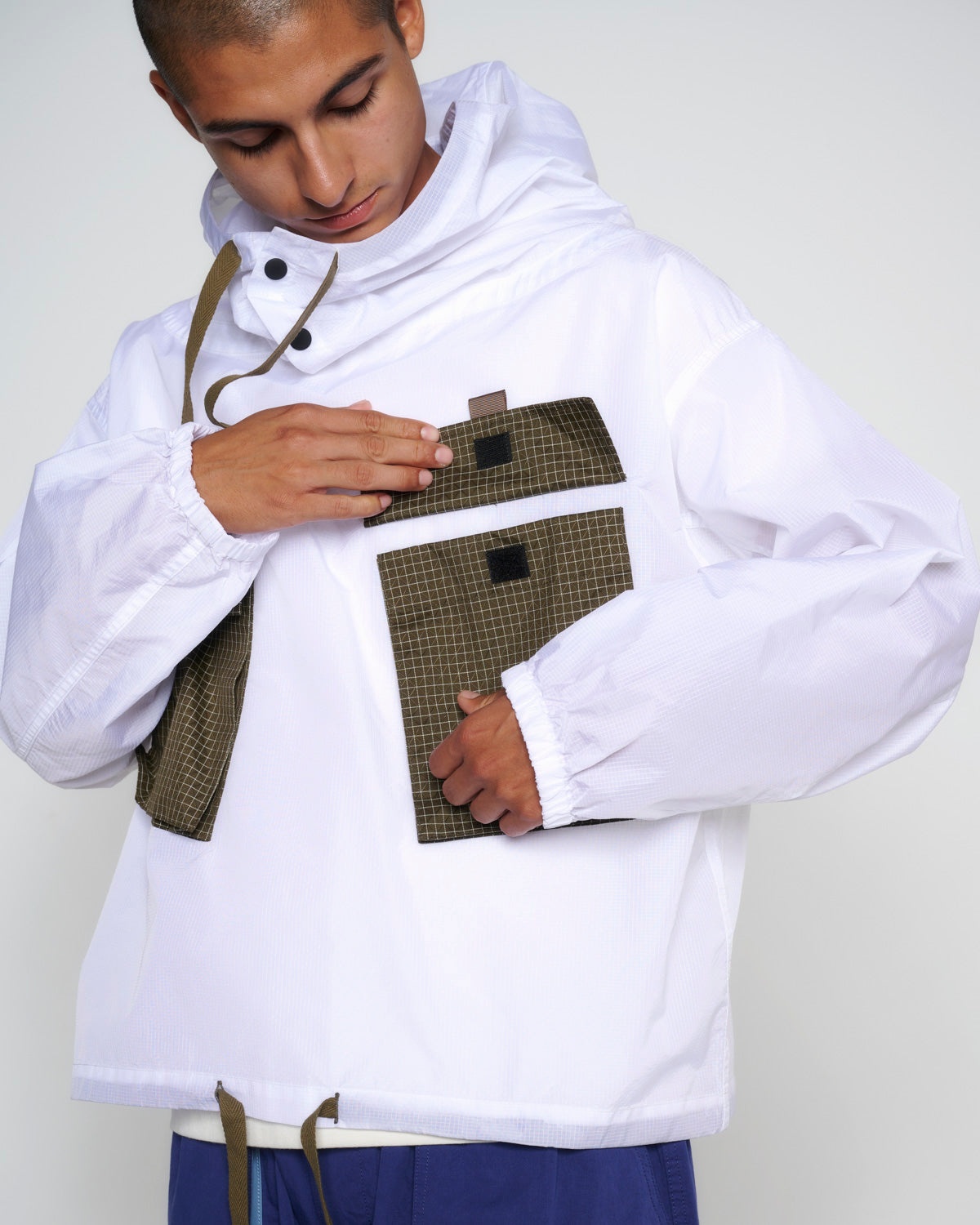 Translucent Military Smock Jacket - White - 5