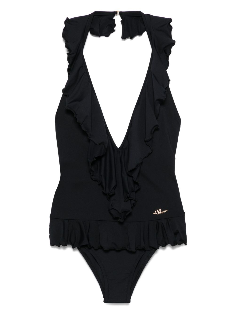 ruffled V-neck swimsuit - 1