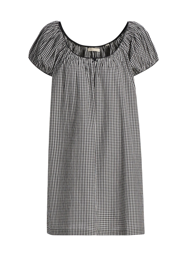 Women's Julia Cotton Minidress - Noir La Maddalena Gingham 1