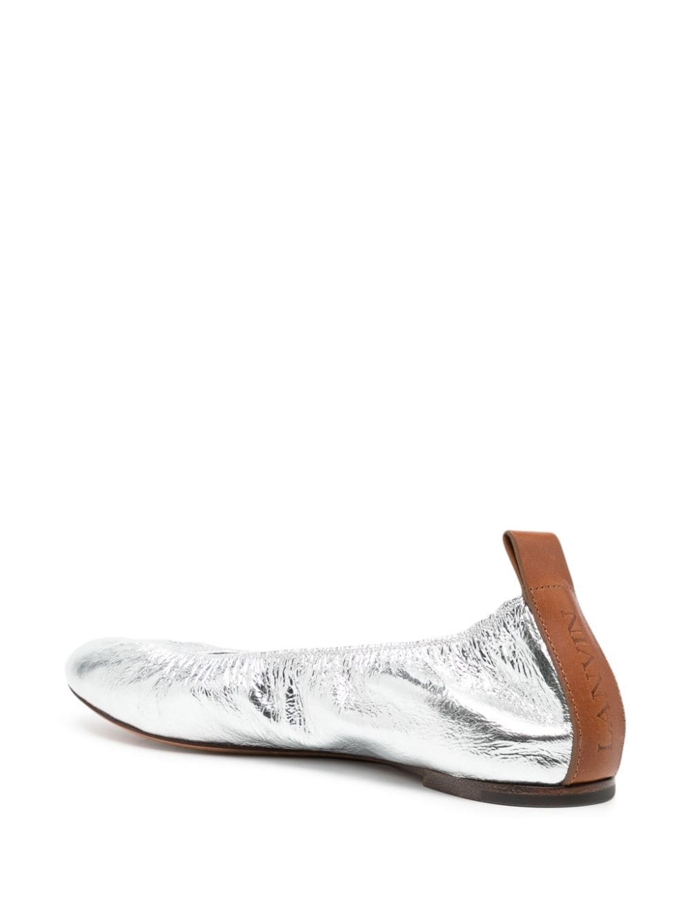 metallic leather ballerina shoes - 3
