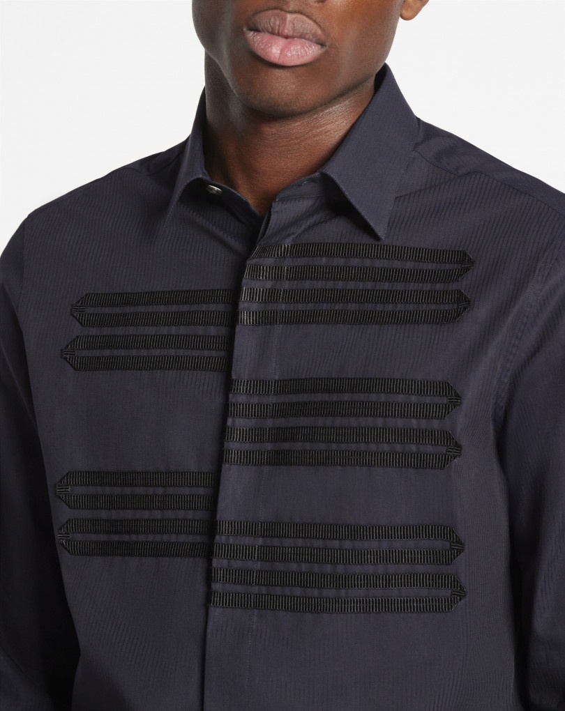 SHIRT WITH GROSGRAIN DETAILS - 4