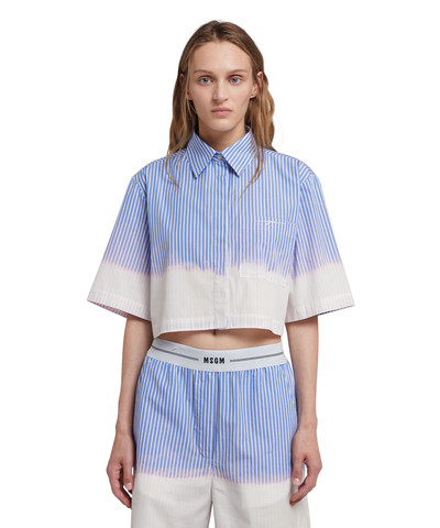 MSGM Poplin short sleeve crop shirt with faded treatment outlook