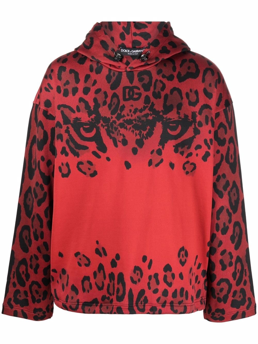 leopard-print cotton hoodie - 1