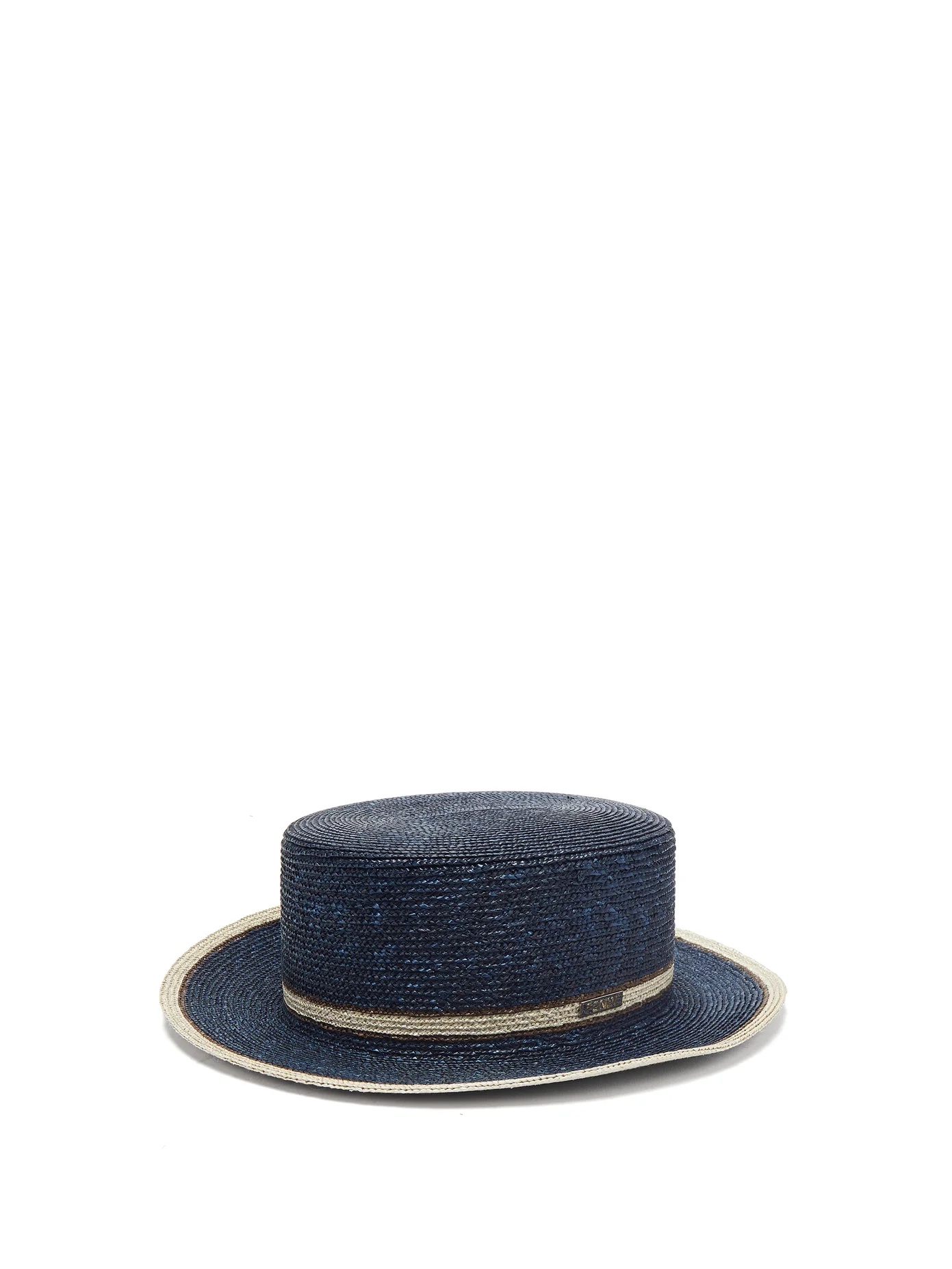 Striped straw boater hat - 1