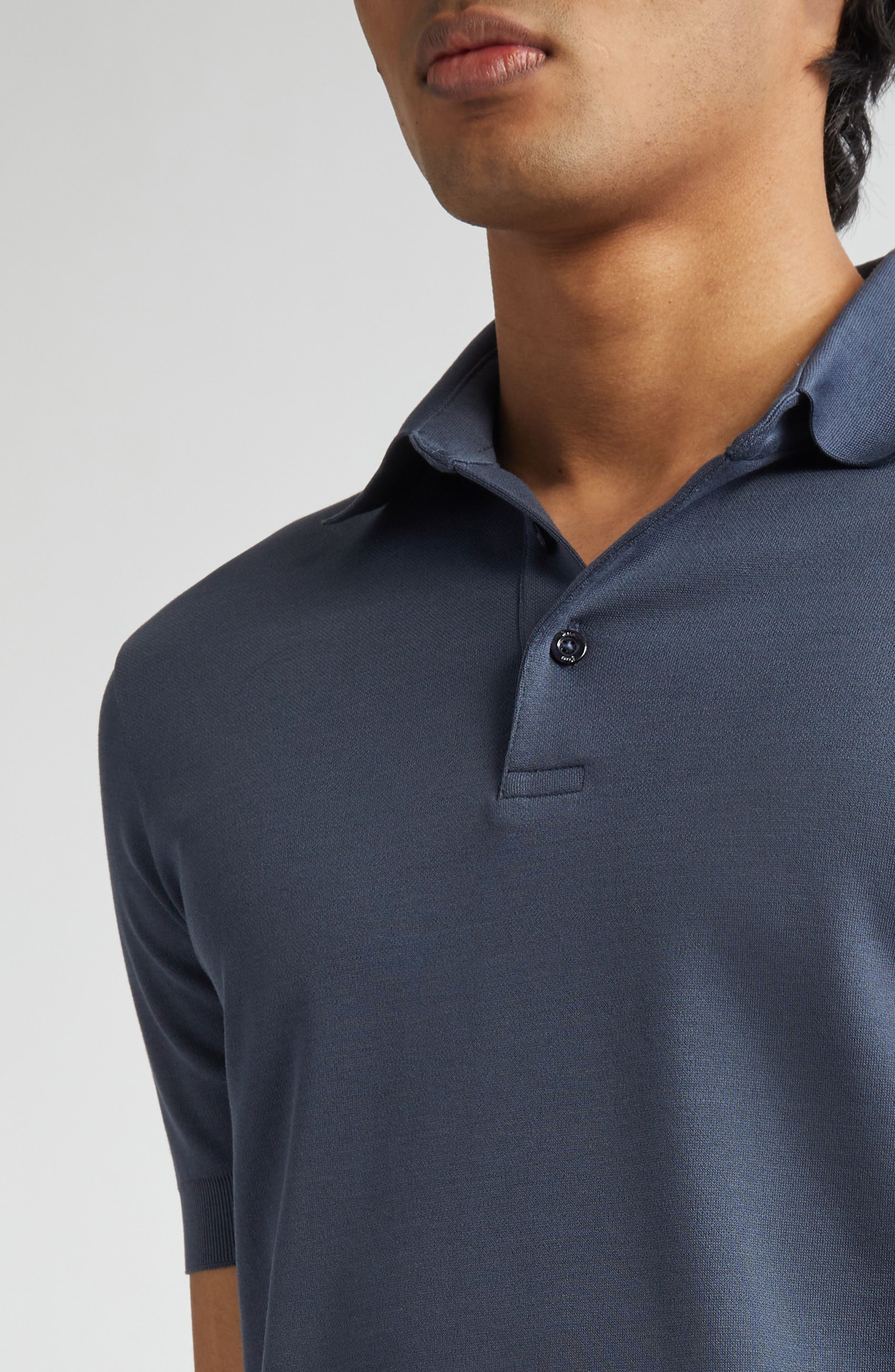 Herno Cotton Piqué Polo in Blue at Nordstrom - 4