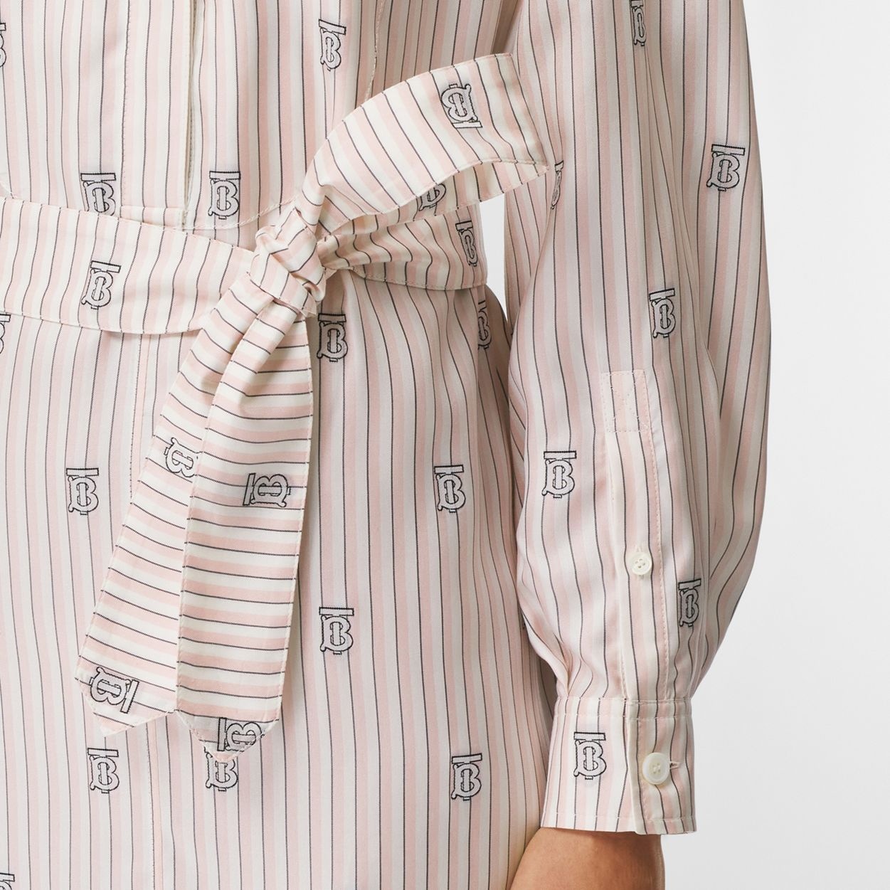 Monogram and Stripe Silk Blend Shirt Dress - 5