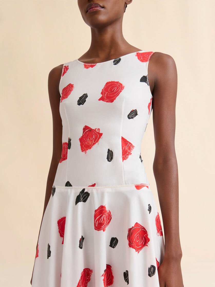 WHITE POPLIN BUSTIER DRESS WITH IRIS PRINT - 5