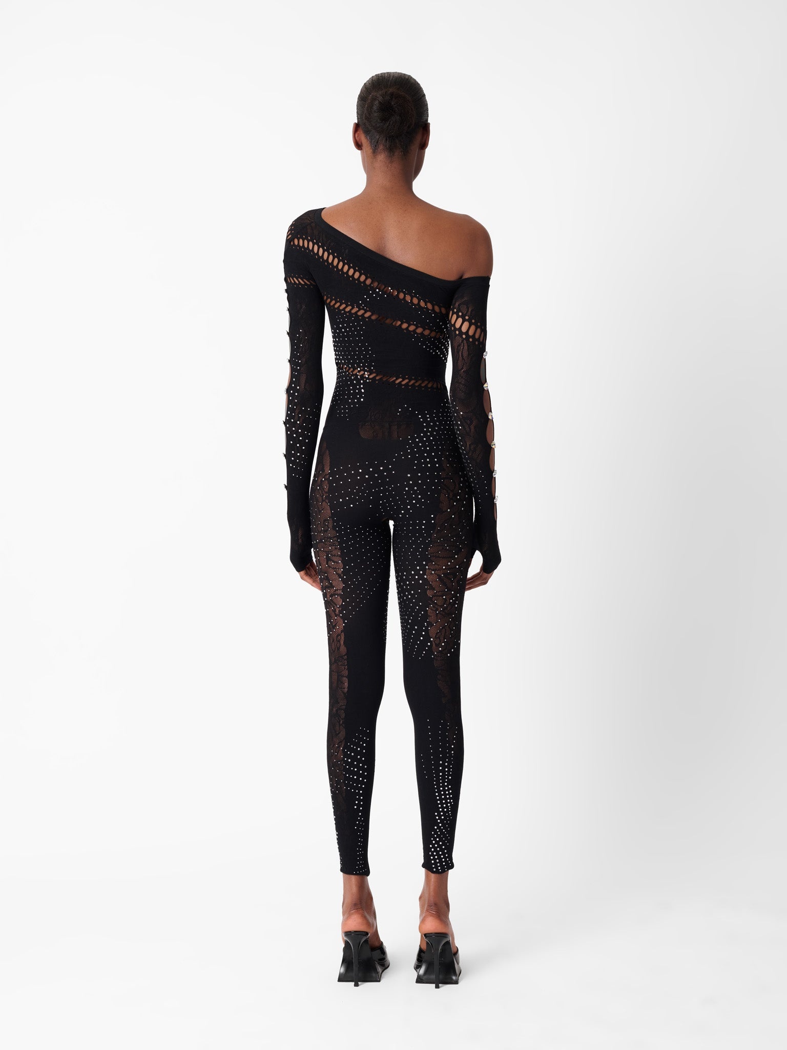 IVY LONG RHINESTONE JUMPSUIT BLACK - 3