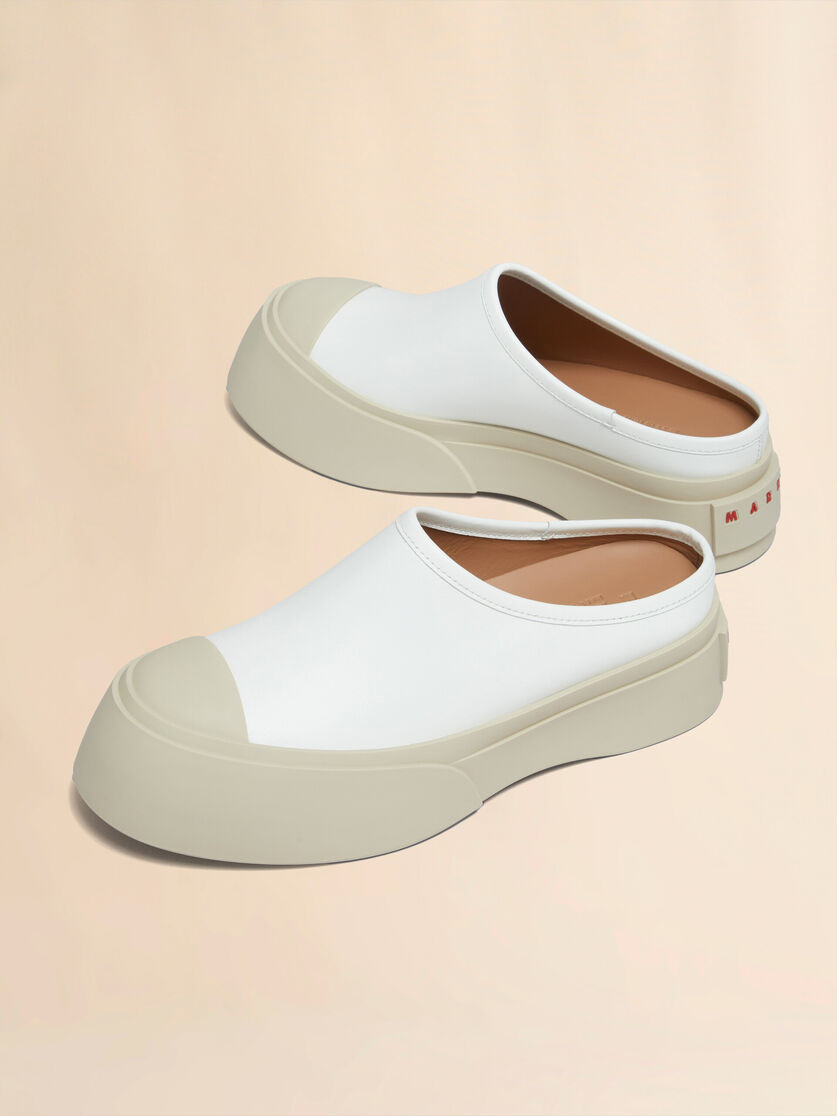 WHITE LEATHER PABLO SABOT - 5