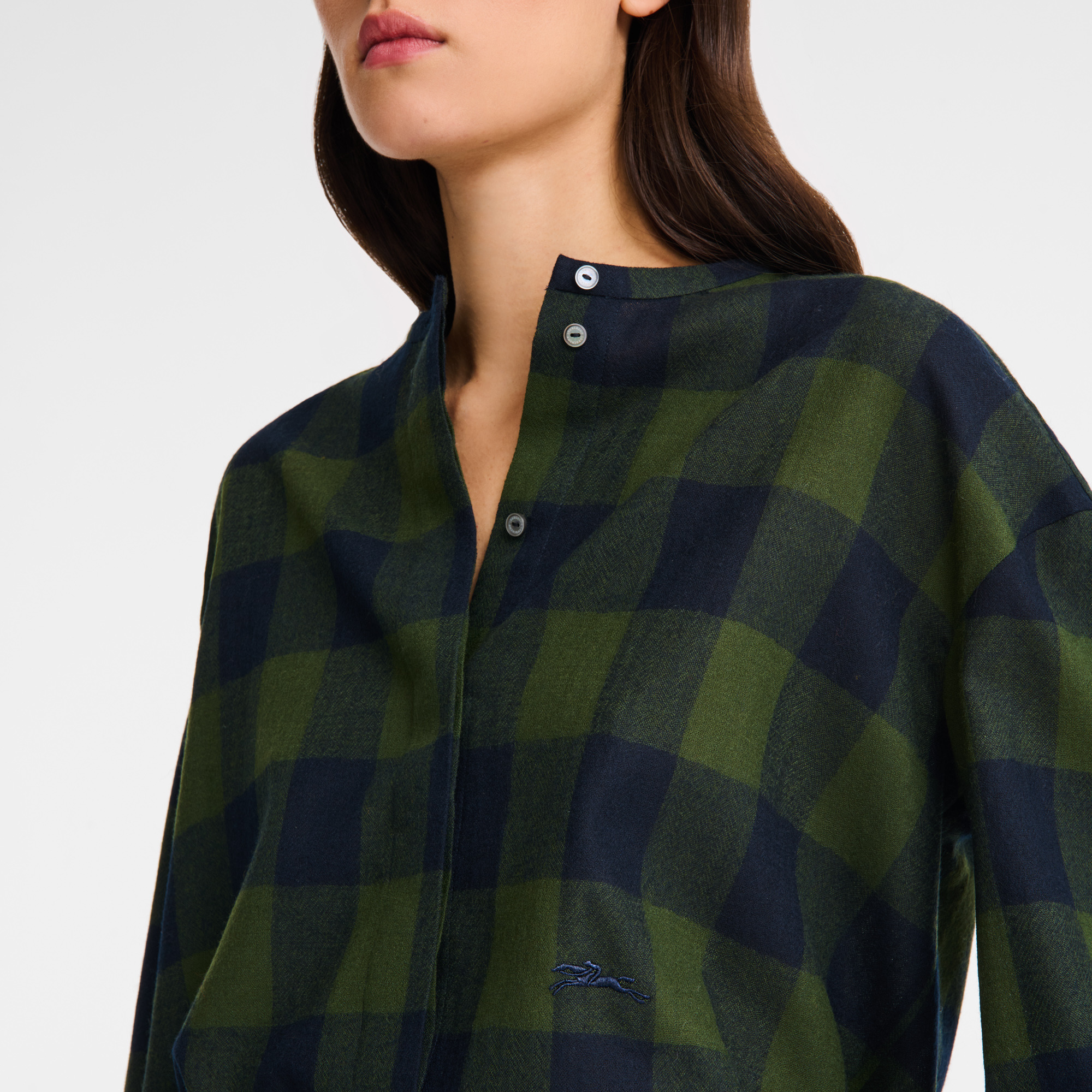 Shirt Navy/Fir - Jacquard wool - 4