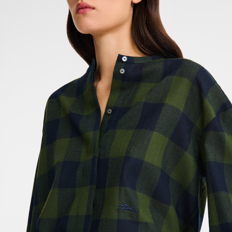 Shirt Navy/Fir - Jacquard wool 4