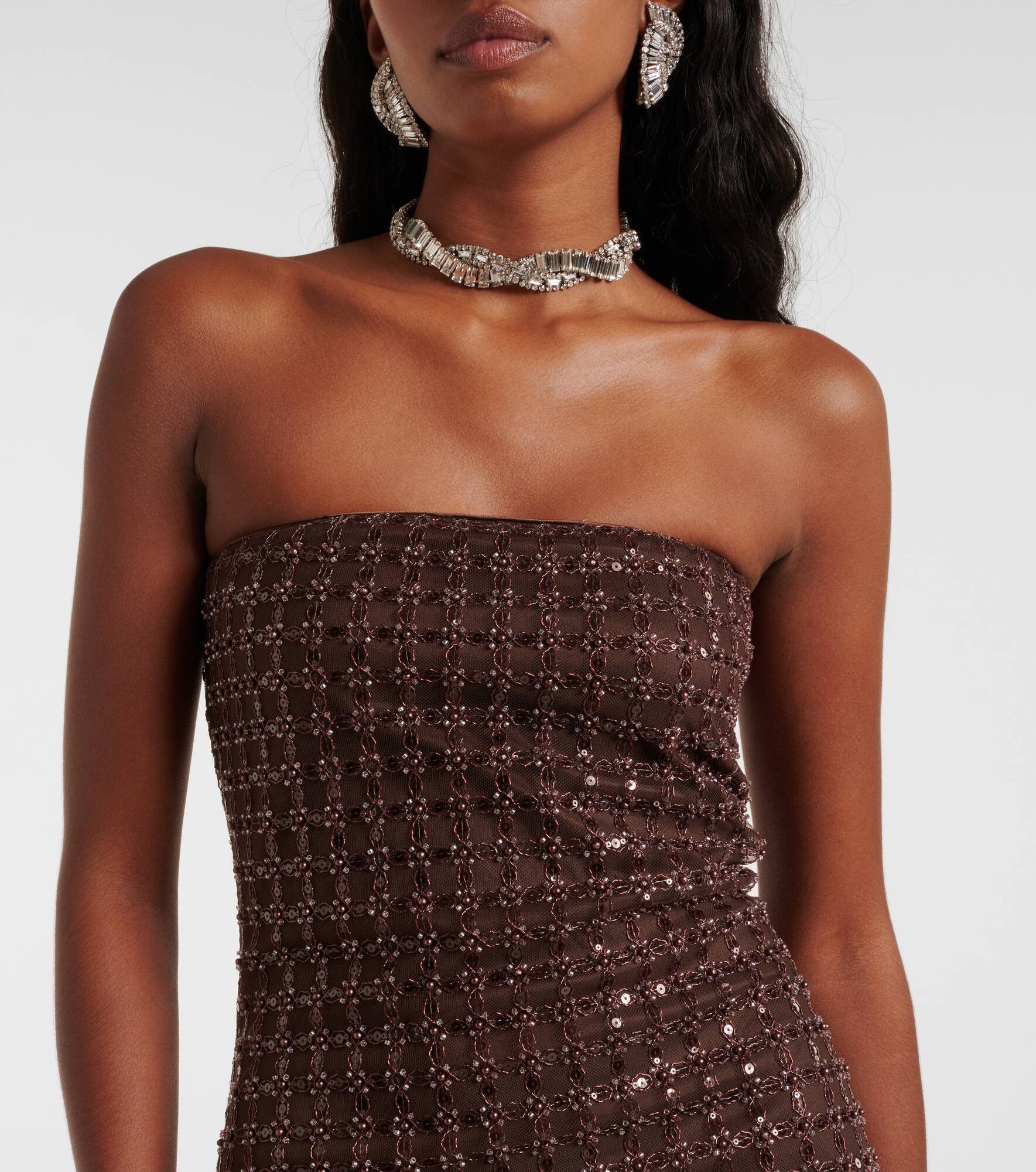 Beaded strapless maxi dress - 4