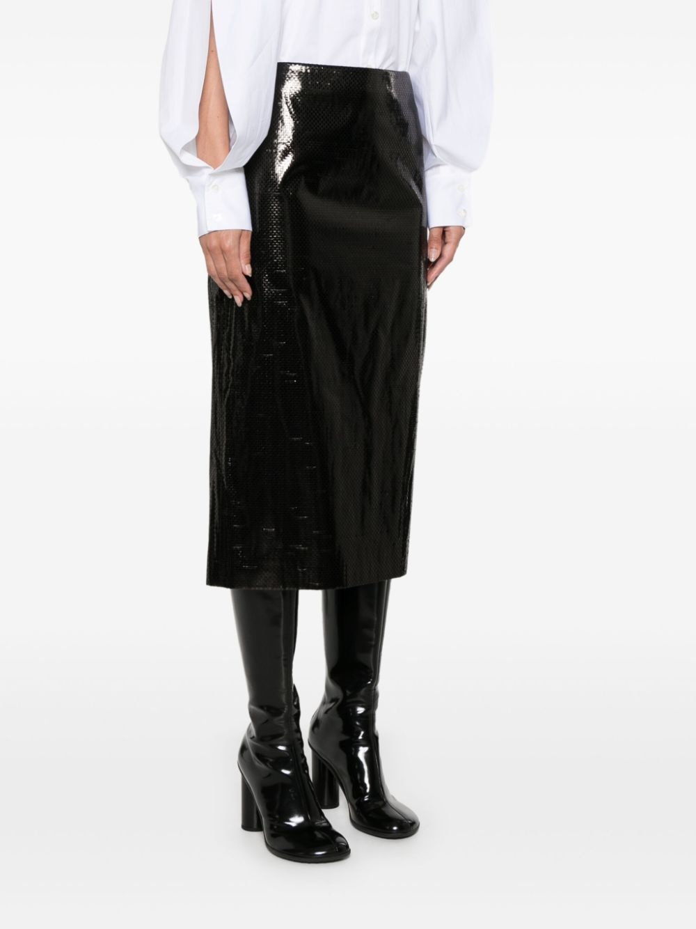 patent midi skirt - 3