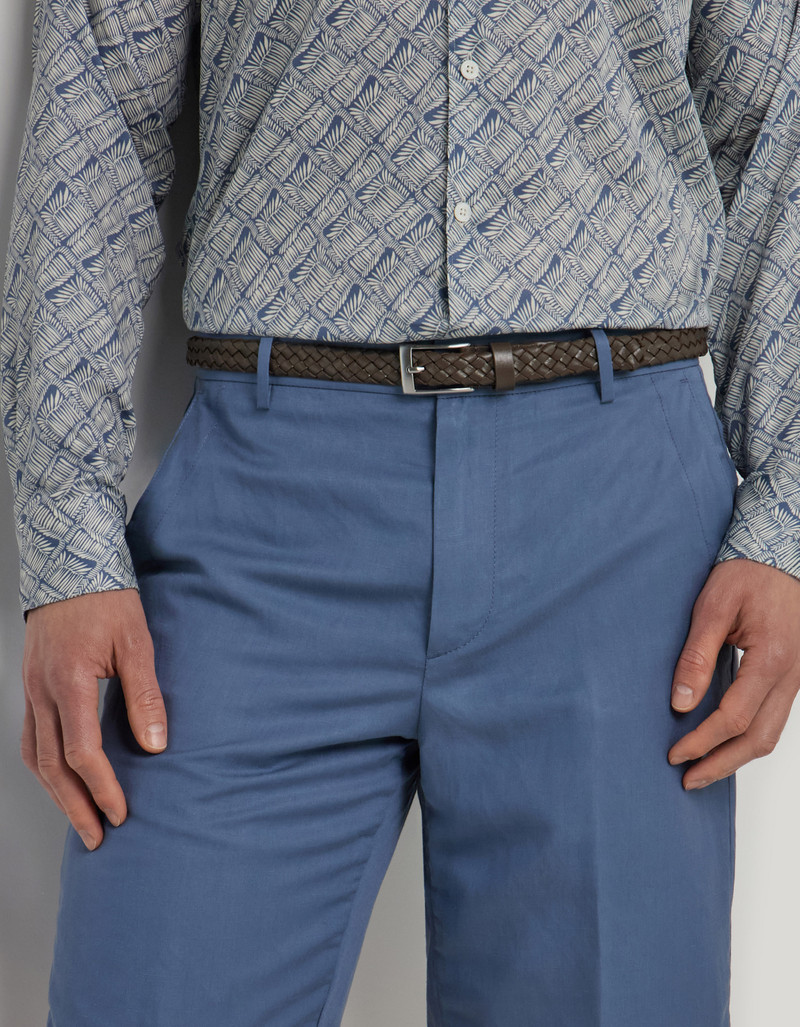 Canali TUBULAR BRAIDED LEATHER BELT IN MUD COLOR outlook