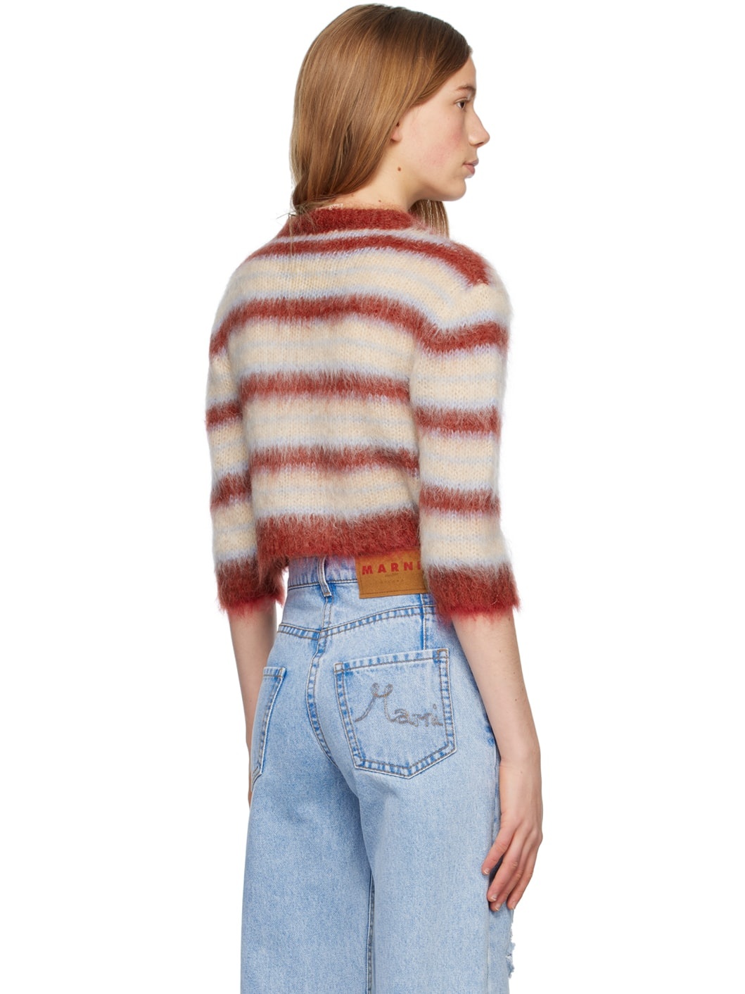 Beige & Red Striped Cardigan - 3