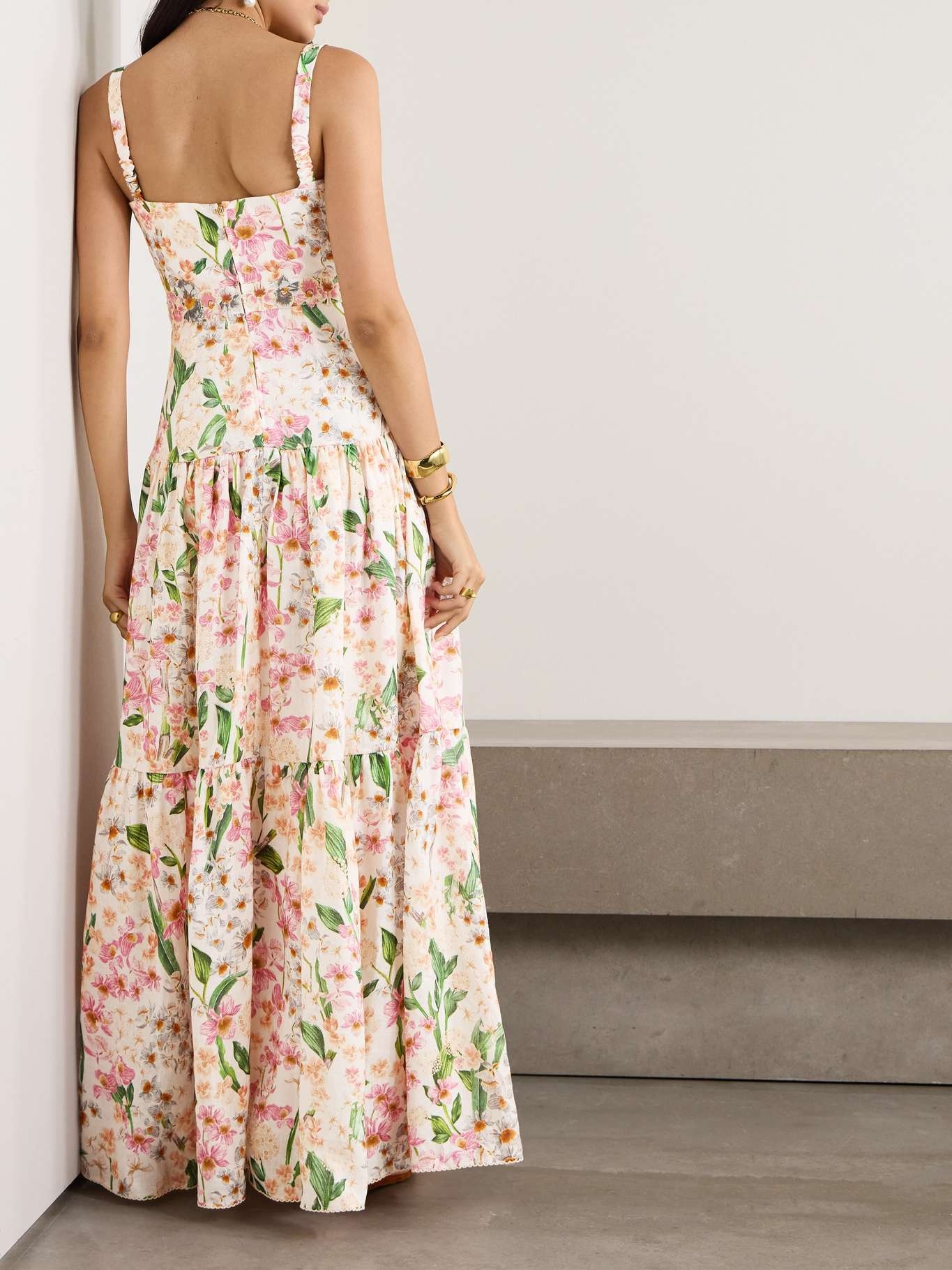 Lima Jardiniera tiered floral-print linen maxi dress - 3