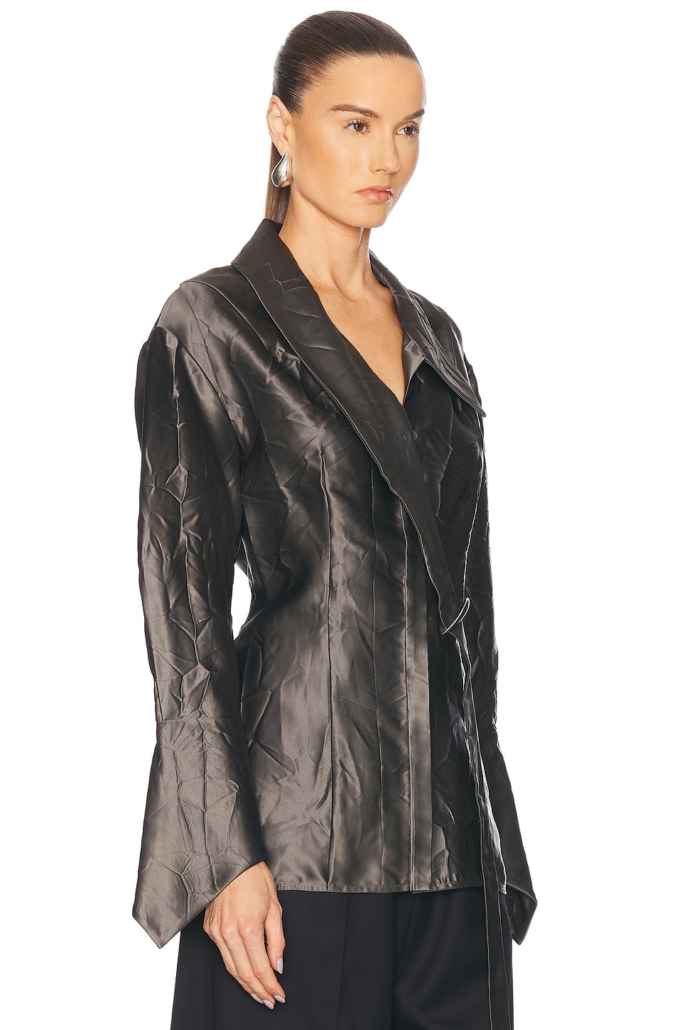 Oversized Crinkled Claw Loop Shirt - 2