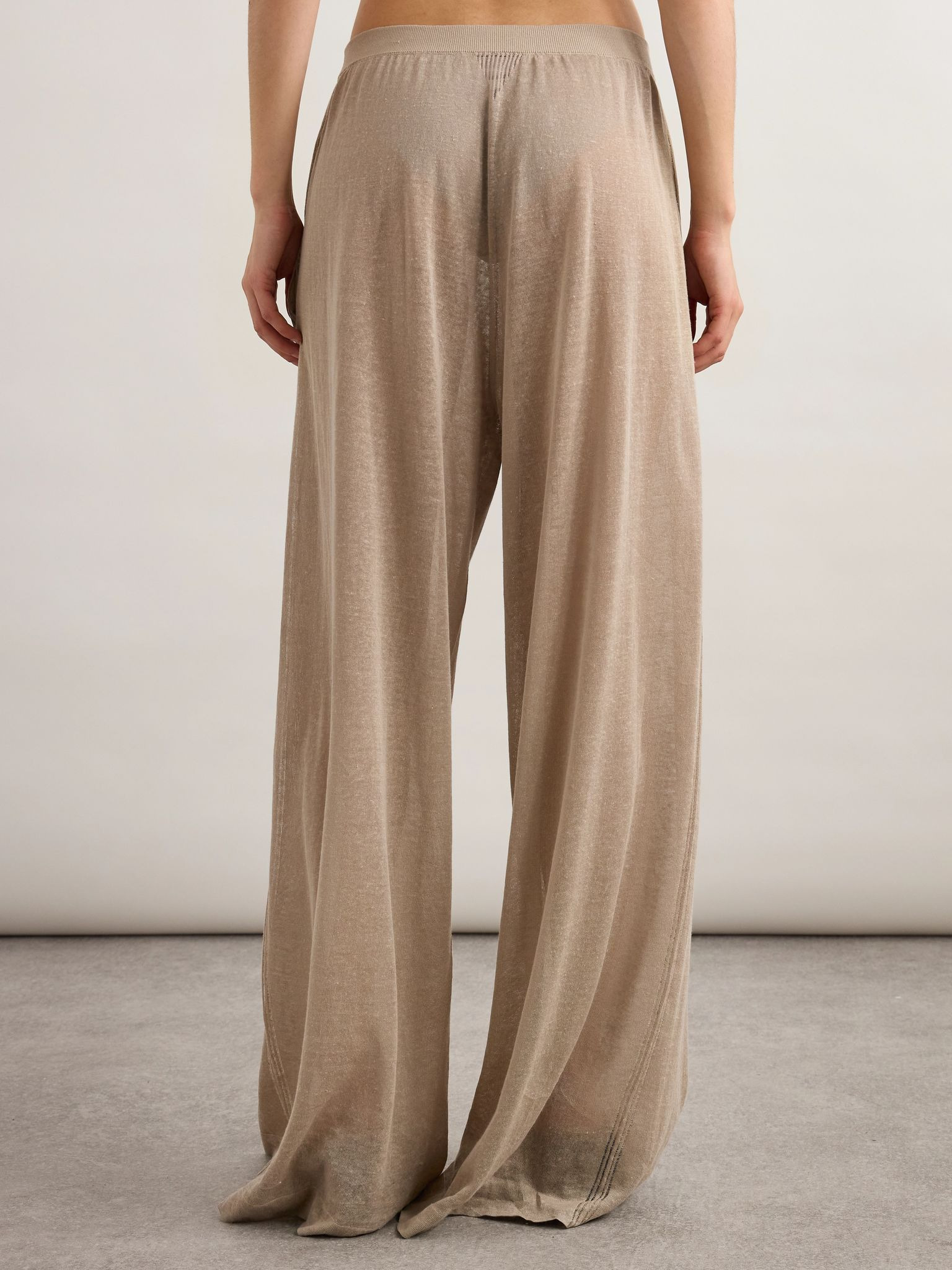 Linen and silk-blend pants Taupe - 4