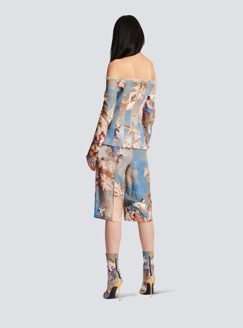 Sky printed off-the-shoulder canvas jacket 4