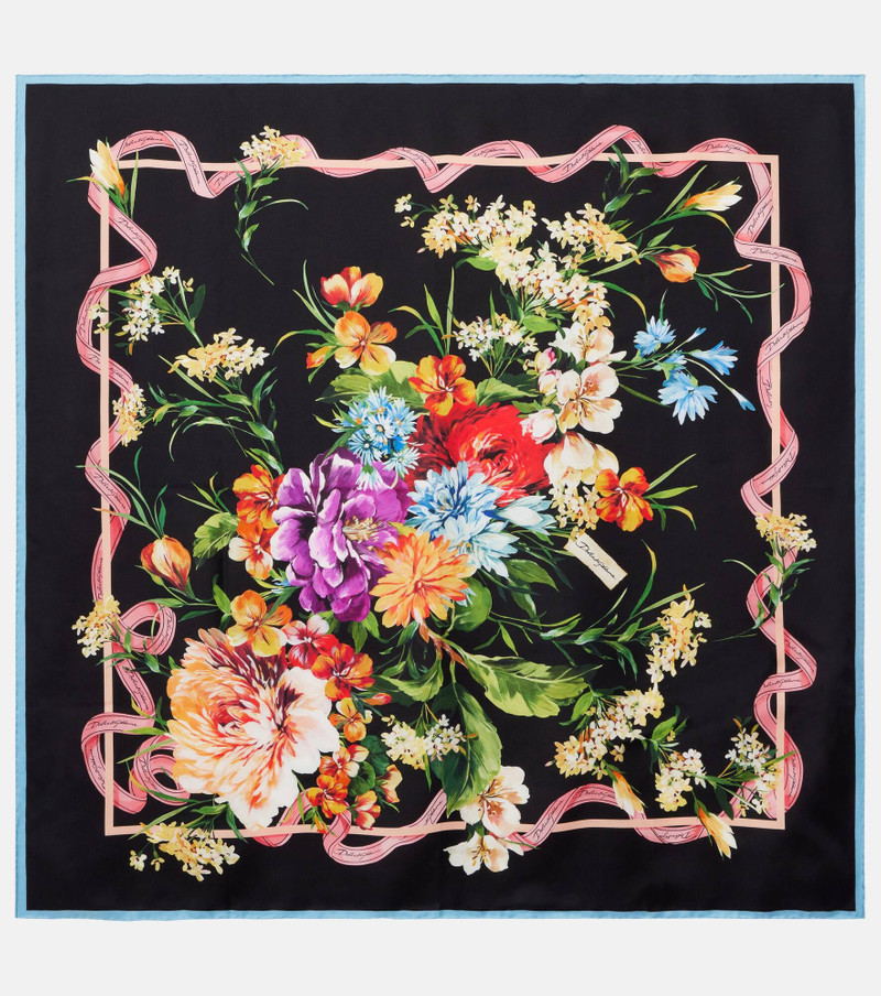 Floral silk twill scarf 1