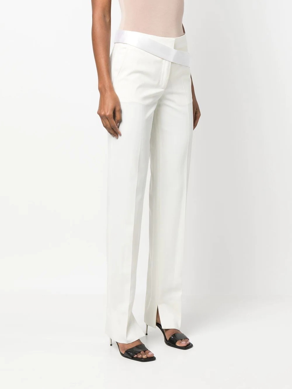 satin-waistband detail trousers - 3