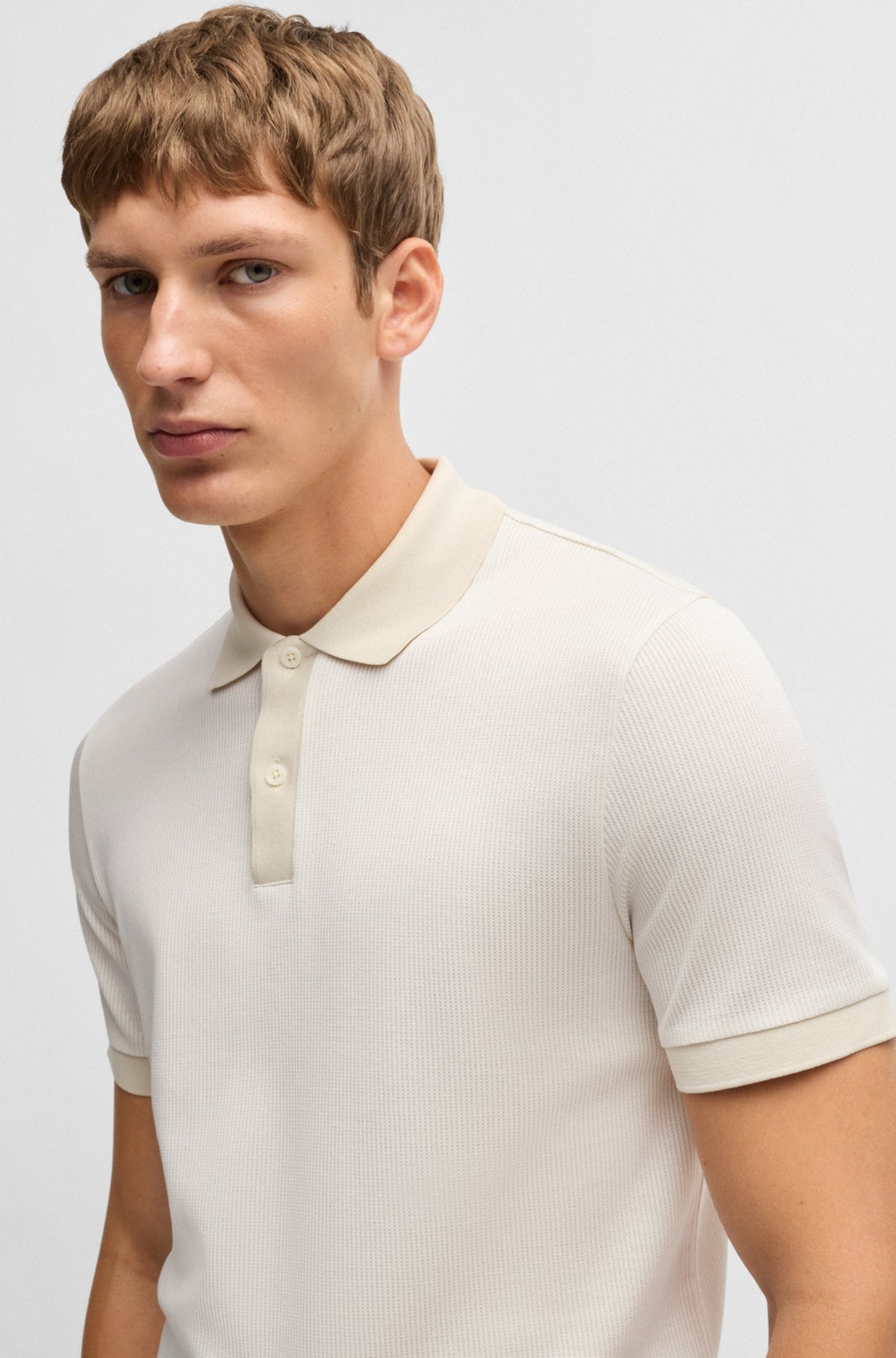 STRUCTURED-COTTON POLO SHIRT WITH SOLID TRIMS - 3