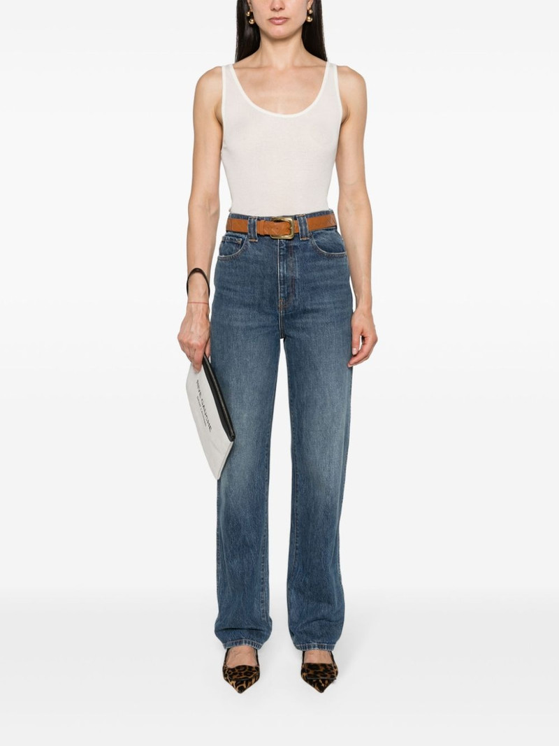 SAINT LAURENT fine-ribbed semi-sheer tank top outlook