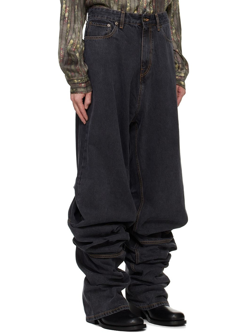 Black Draped Cuff Jeans 2