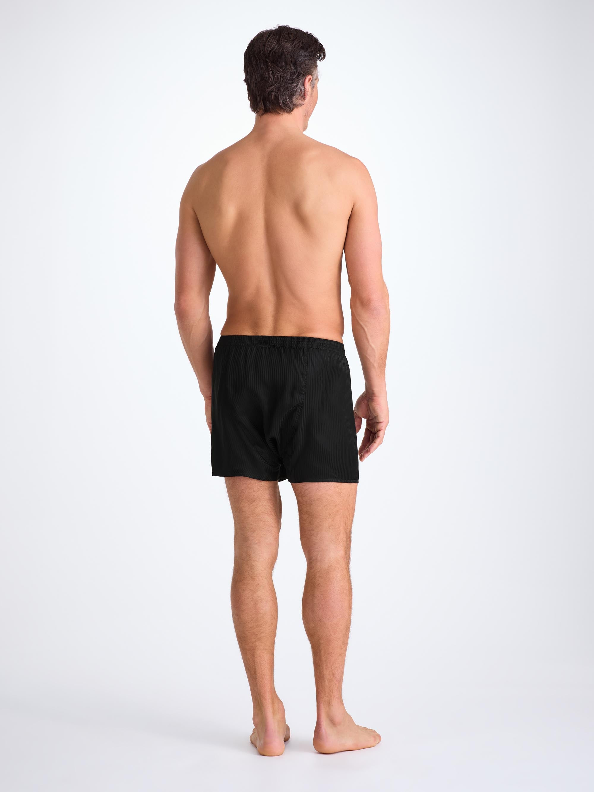 Men's Classic Fit Boxers Woburn Silk Satin Black - 5
