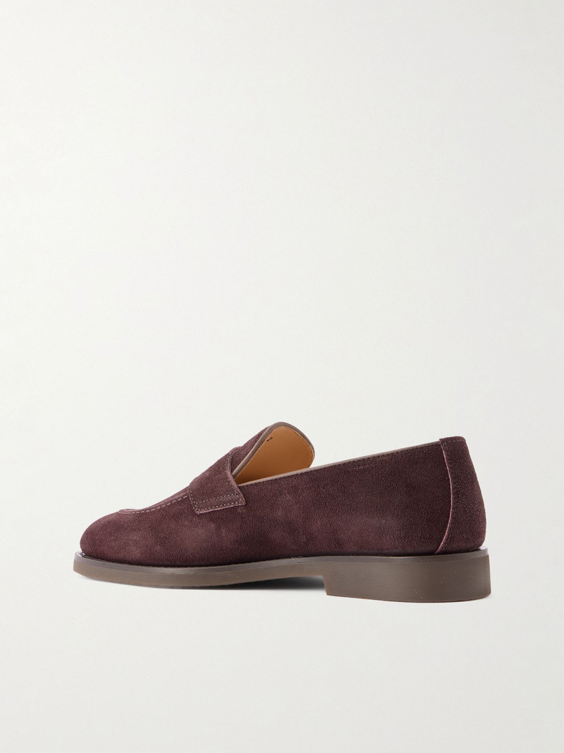 Waxed-Suede Penny Loafers Burgundy 4