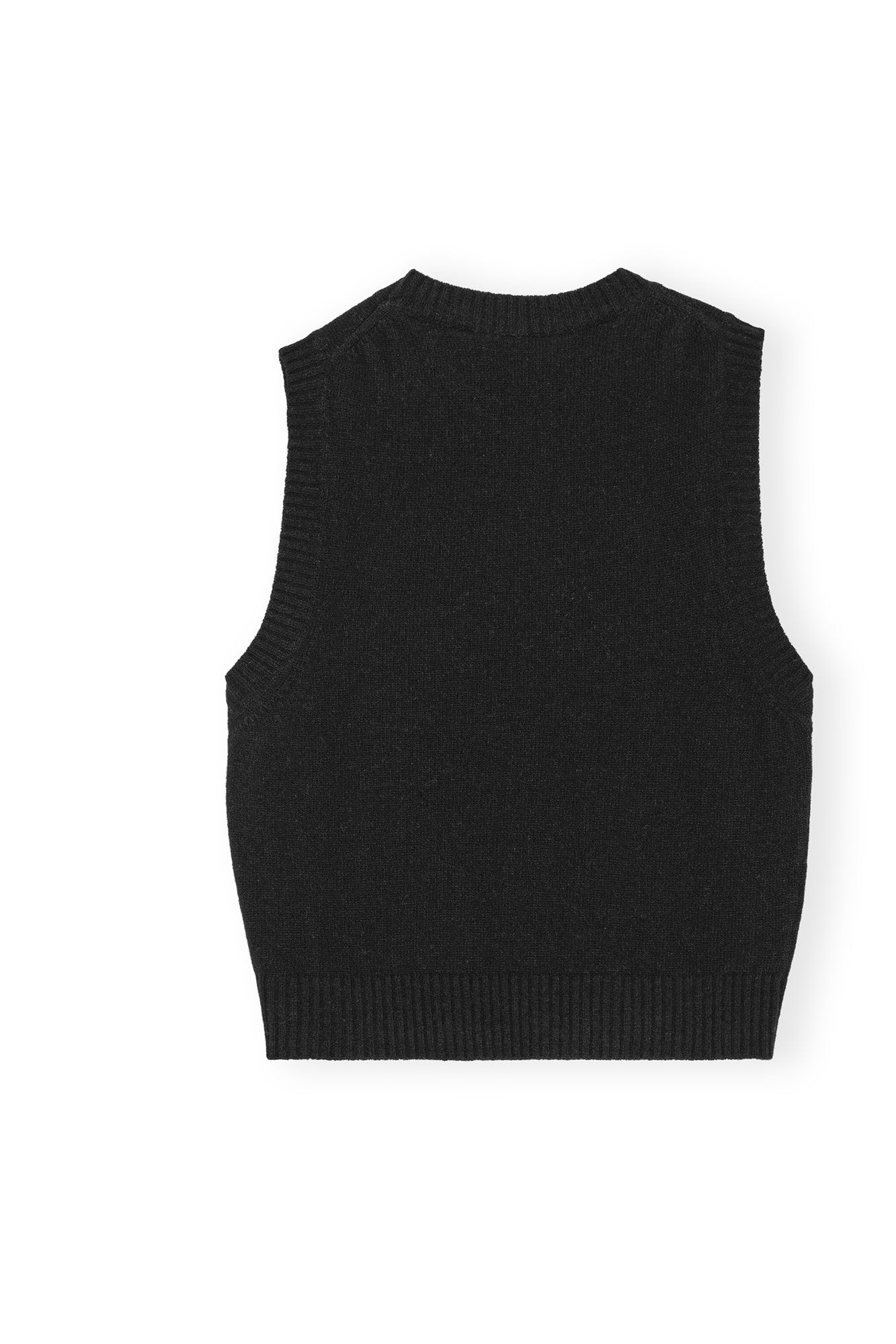 BLACK GRAPHIC O-NECK VEST - 1