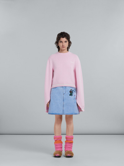 Marni LIGHT BLUE DENIM SKIRT WITH EMBROIDERY outlook