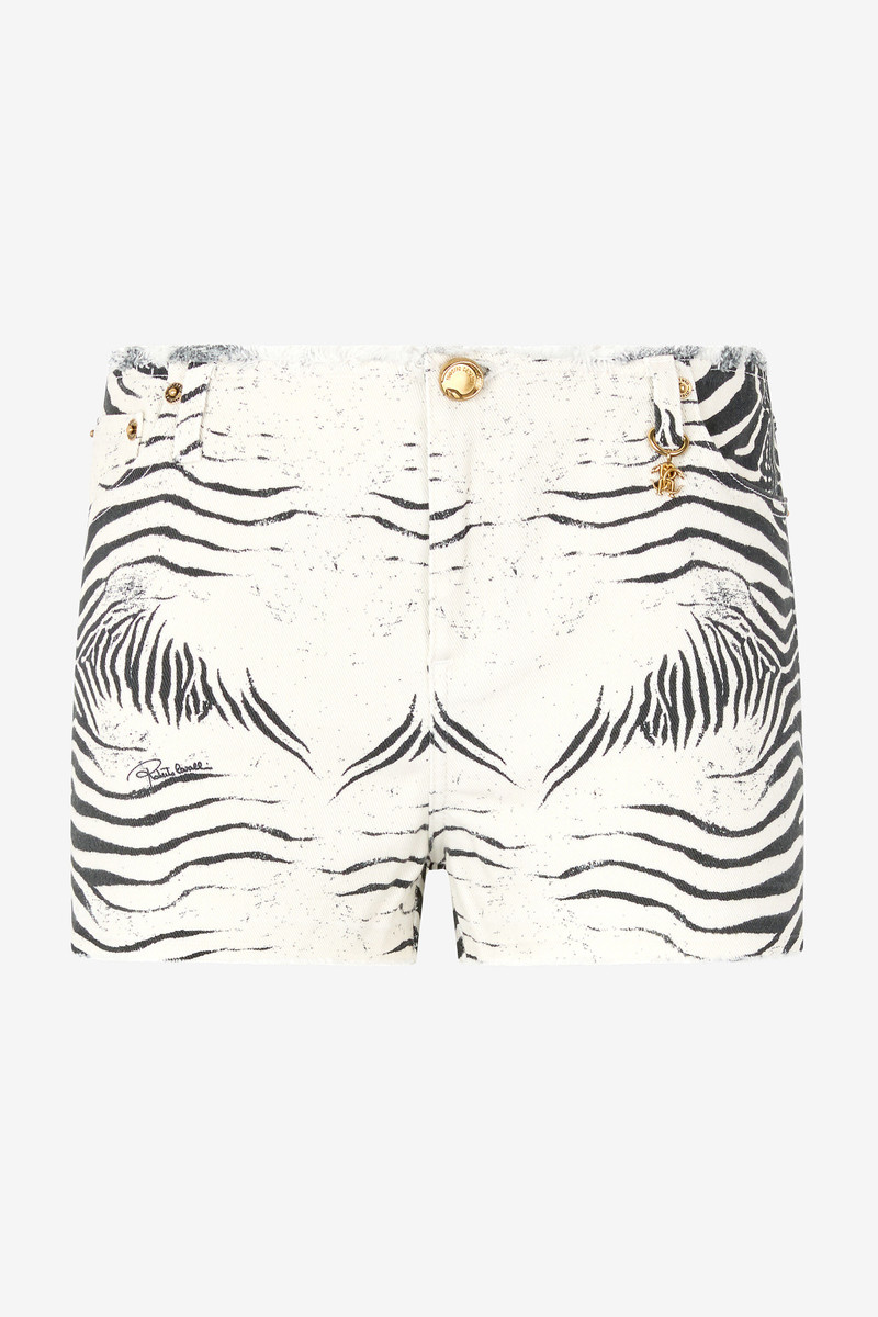 Frayed Shorts With White Tigress Print 1