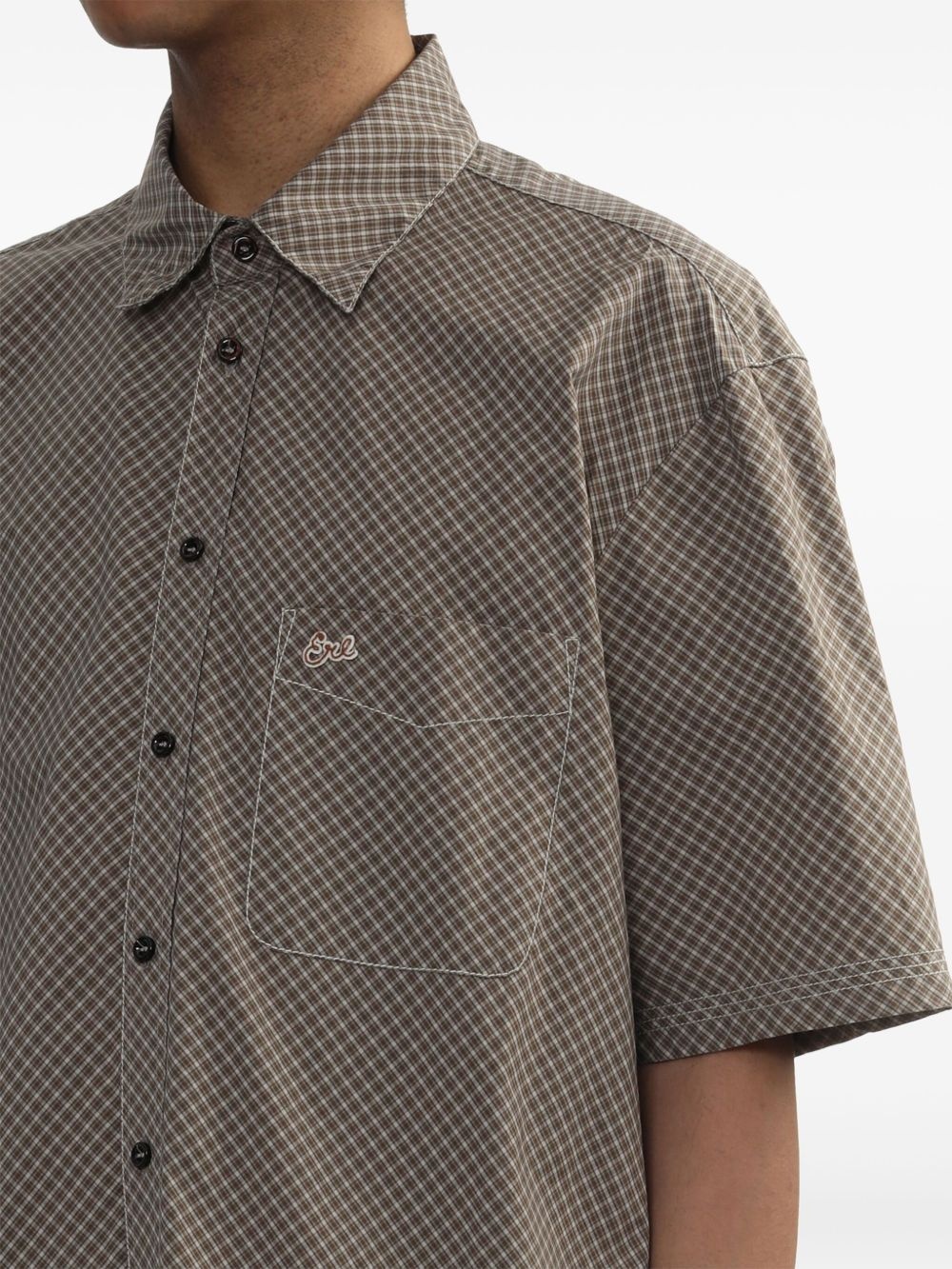 check-pattern short-sleeve shirt - 5