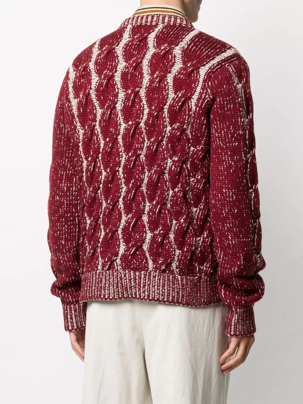 cable knit crew-neck jumper - 4