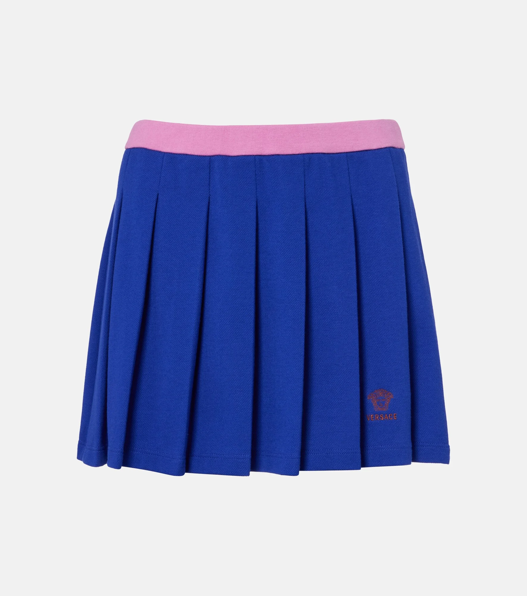 Medusa pleated cotton piqué miniskirt - 1