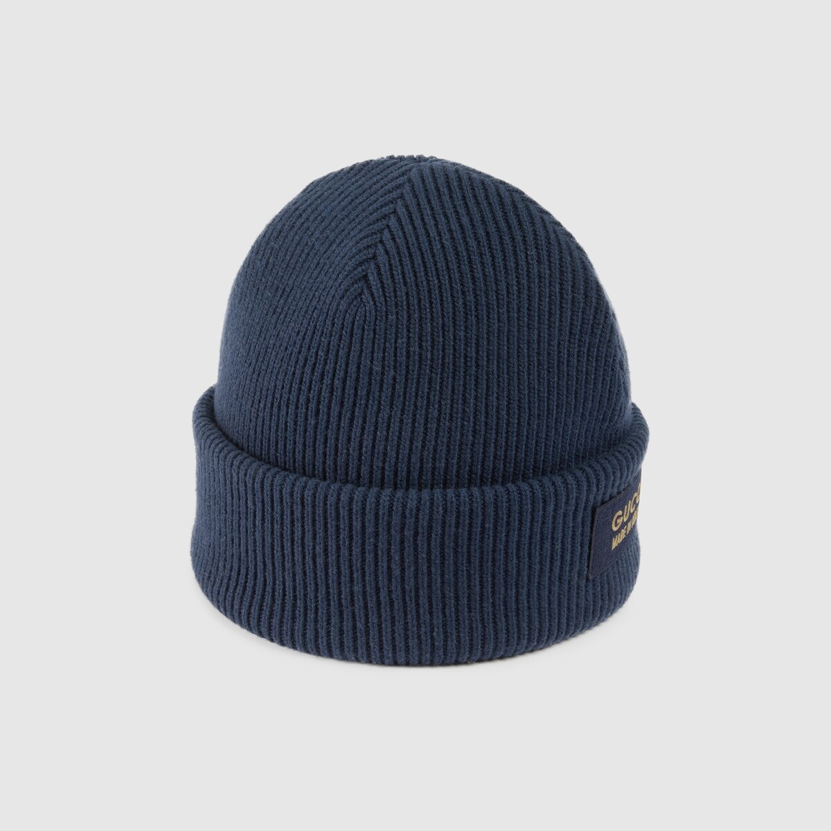 Knit wool hat with patch - 1