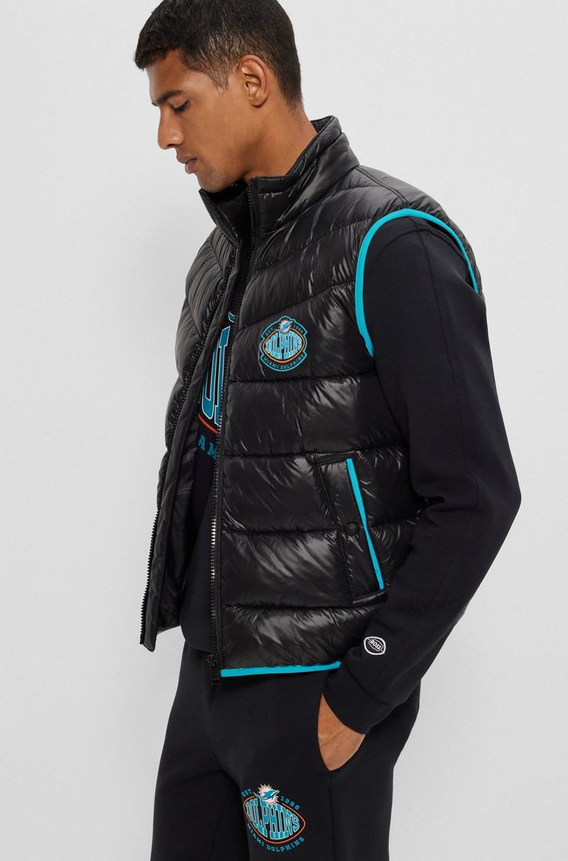BOSS X NFL WATER-REPELLENT PADDED GILET WITH COLLABORATIVE BRANDING 6