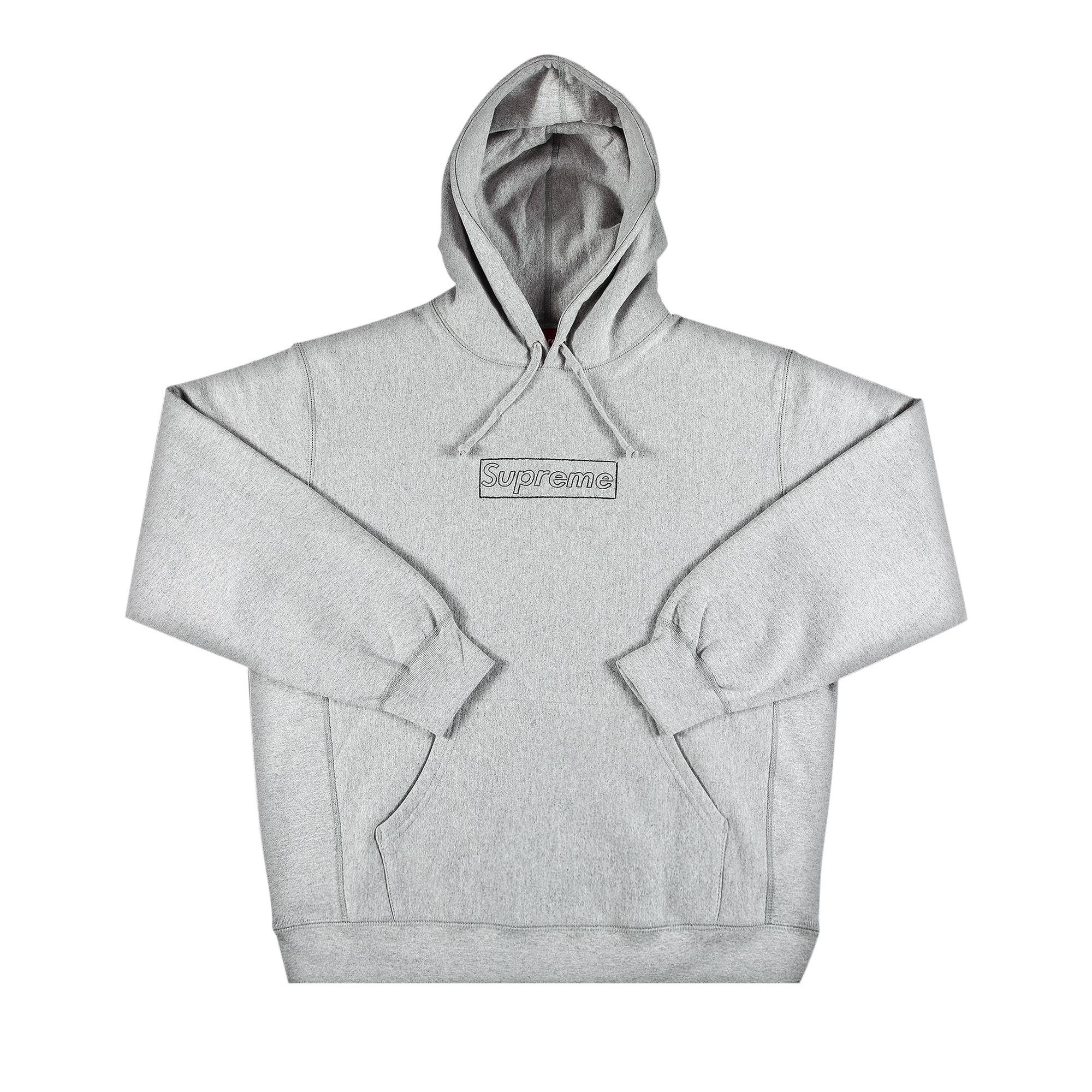 Supreme x KAWS Chalk Logo Hooded Sweatshirt 'Heather Grey' - 1